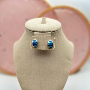 Sterling Silver 925 Earrings with Faux Blue Opal Inlay